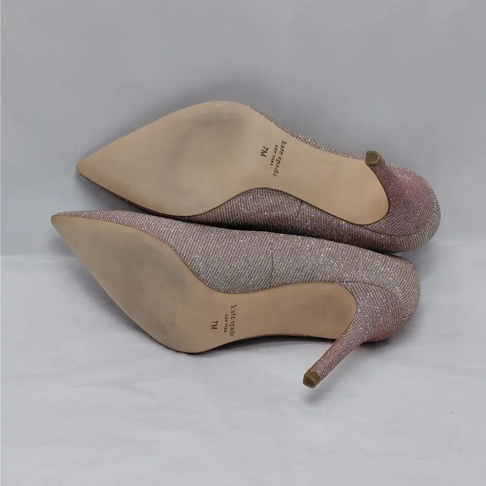 kate spade Vivian Heels Womens Size 7 Pink Glitter Formal Wedding Party Pumps